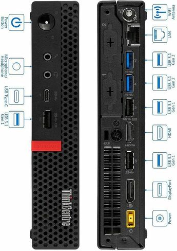 Lenovo Mini PC M920q Tiny Windows 11 Pro Refurbished Business Desktop Computers, i5-8500T 32GB RAM 1TB NVMe M.2 SSD + New 1TB SSD Built in WiFi AX210 HDMI USB-C Wireless Keyboard Mouse Pad (Renewed) in Saudi Arabia