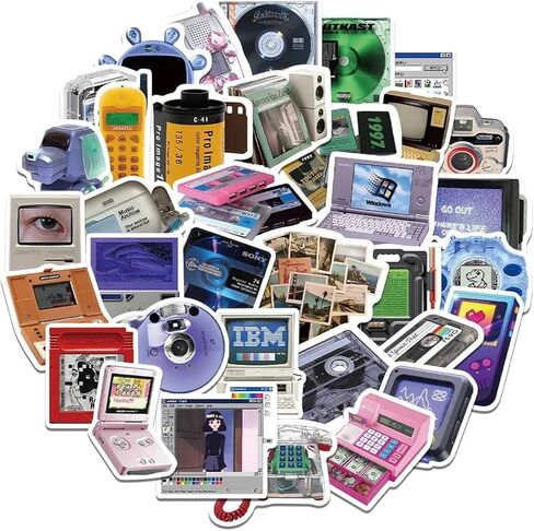 FRANKdesigns 50-Piece Retro Technology Sticker Pack Nostalgic Delight in Saudi Arabia