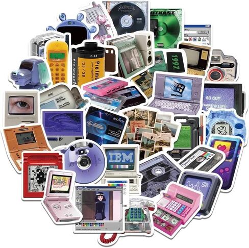 FRANKdesigns 50-Piece Retro Technology Sticker Pack Nostalgic Delight in Saudi Arabia
