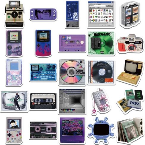 FRANKdesigns 50-Piece Retro Technology Sticker Pack Nostalgic Delight in Saudi Arabia