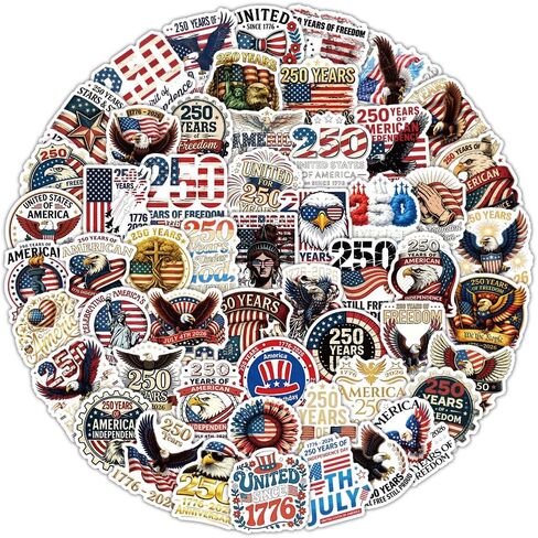 110PCS 250 Anniversary USA Stickers, America 250 Patriotic Vinyl Decals Set, 250th Anniversary Stickers for Laptop, Cooler, Car, Tumbler, USA 250th Anniversary Merchandise & Party Favors in Saudi Arabia