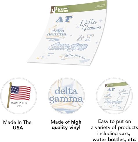 Desert Cactus Delta Gamma Sorority Sticker Decal (Marble) in Saudi Arabia