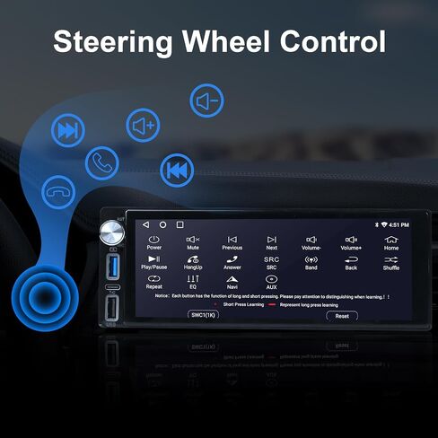 6.9-Inch Single Din Touchscreen Car Stereo - Android 2GB+64GB Type-C&USB Single Din Wired/Wireless Carplay Android Auto,1080P HD GPS Navigation Handsfree Calling WiFi, SWC/FM/BT (6.86-SD-C) in Saudi Arabia
