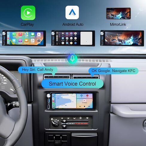 6.9-Inch Single Din Touchscreen Car Stereo - Android 2GB+64GB Type-C&USB Single Din Wired/Wireless Carplay Android Auto,1080P HD GPS Navigation Handsfree Calling WiFi, SWC/FM/BT (6.86-SD-C) in Saudi Arabia
