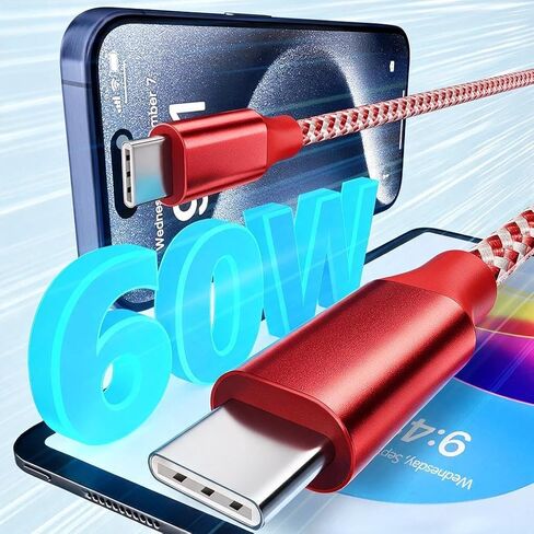 KYEHD USB C Cable，3 Pack 10FT 60W Fast Charging USB C to USB C Cable, Durable Type C Charger Cable for iPhone 17/16/15/iPad MacBook CarPlay and More in Saudi Arabia