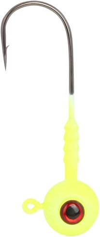 UMT Fluke Ball Jighead for Saltwater Fishing 2oz, 3oz, 4oz - Chartreuse - 6/0 Mustad Hook, 3D Eye – Porgies, Black Sea Bass, Striped Bass & Bluefish in Kuwait