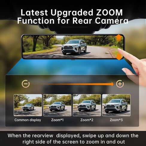 G850 + 12 بوصة 4K UHD مرآة داش كام أمامية وخلفية مع كاميرا احتياطية للتكبير، كاميرا مرآة رؤية خلفية مزدوجة 2160 بكسل للسيارات والشاحنات، بطاقة 64 جيجابايت متضمنة، GPS، WDR، رؤية ليلية، مساعد ركن السيارة ومستشعر G in Kuwait