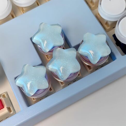 Cute Star Keyaps,4Pcs Custom Shine Through Transparent Keycaps for WASD Arrow Keys Replacement,Steampunk Round Kawaii Keycaps for Cherry MX Switch Mechanical Gaming Keyboard DIY (Yellow) in Saudi Arabia