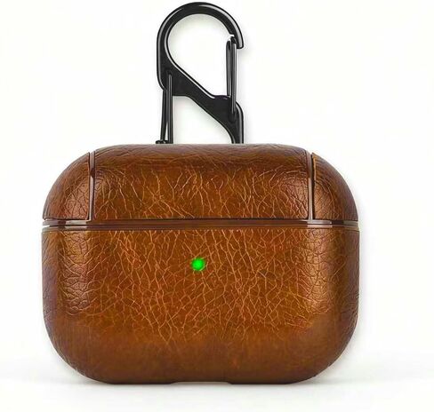 for AirPods 4 Case Leather, PU Leather Protective Cover for AirPods 4th Generation 2024, One-Piece Full Body Case with Hanging Hook, Front LED Visible, Wireless Charging Support, Brown in Saudi Arabia