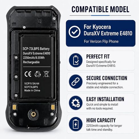 SCP-73LBPS 2250mAh Battery for Kyocera DuraXV Extreme E4810 + Clean Tool in Kuwait