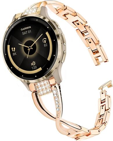 ViCRiOR 18mm Watch Bands Compatible with Garmin Venu 3S/Venu 4 41mm/ Venu 2S / Vivoactive 4S / Vivomove 3S, Bling Diamond Stainless Steel Strap Jewelry Wristband for Forerunner 265S/255S Women in Saudi Arabia