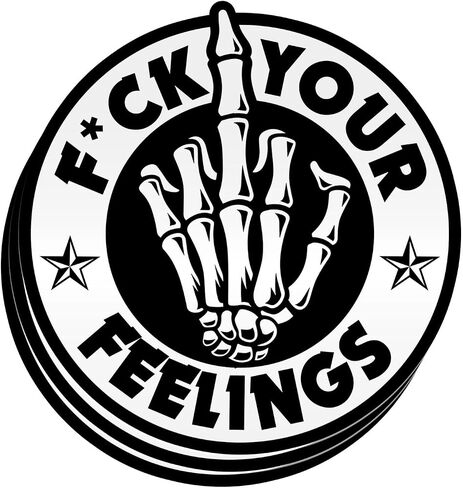 (3PCS) F*ck Your Feelings Sticker Funny Skull Skeleton Hand Middle Finger Sticker Trendy Sarcastic Die-Cut Waterproof Vinyl Sticker for Water Bottle Phone Case Laptop Car Helmet Decal Gift (3 inches) in Kuwait