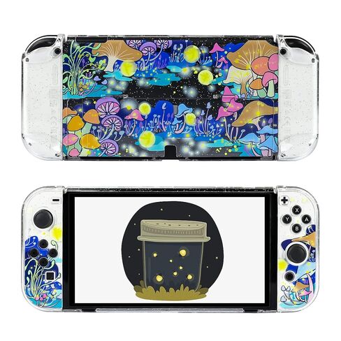 RHOTALL Cute Mushroom Clear Hard Case Compatible with Nintendo Switch, Glitter Protective Cover Accessories for Switch Console and Controller with Anti-Scratch Design - Glowworm in Saudi Arabia