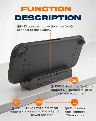 Portable Docking Station for Switch 2, HDMI TV Dock with PD Charging Port in Saudi Arabia