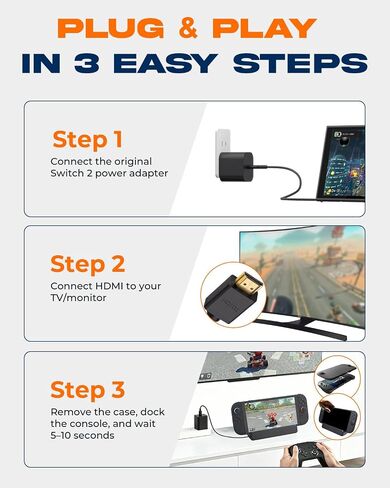 Portable Docking Station for Switch 2, HDMI TV Dock with PD Charging Port in Saudi Arabia