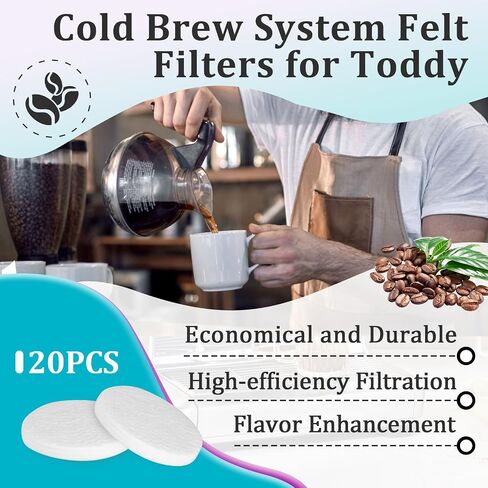 20 Pcs Cold Brew System Felt Filters Compatible With Toddy in Saudi Arabia