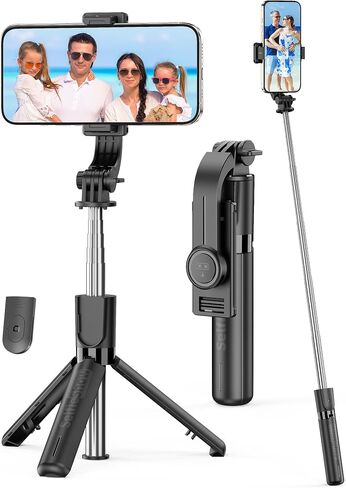 Portable Selfie Stick, 4 in 1 Extendable Phone Tripod Stand with Detachable Wireless Remote & Phone Holder 360° Rotating Mini Travel Tripod Compatible with iPhone 16/15/14/13 Pro/Android/Gopro in Saudi Arabia