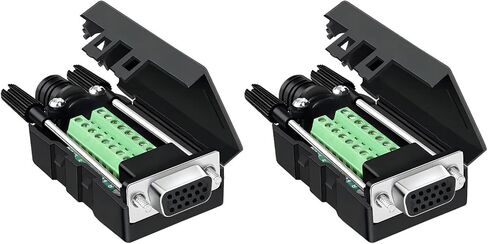 2Pcs(1Male+1Female) VGA 3 Row 15 Pin 3+9 Solderless Connector Adapter in Saudi Arabia