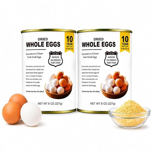 Powdered Whole Eggs | Long Term Storage (10 years shelf life) Emergency Supply | Hiking, Backpacking & Camping | Easy Prep Survival Food | #2.5 Size Can (8 oz per can) 18 Serving Per Can in Saudi Arabia