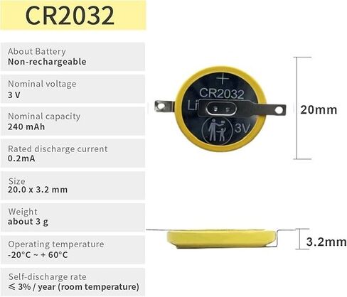 10PACK CR2032 Battery with Solder Tabs 3V Battery for Sensor Radio Gameboy in Saudi Arabia