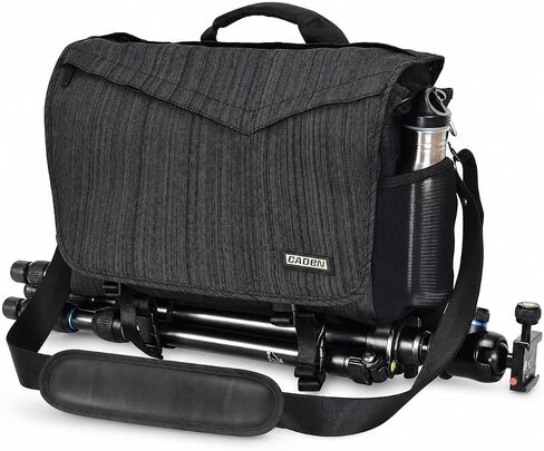 CADeN Camera Bag Case Shoulder Messenger Photography Bag with Laptop Compartment 14", Tripod Holder, Compatible for Nikon, Canon, Sony, DSLR SLR Mirrorless Cameras Waterproof Black in Saudi Arabia