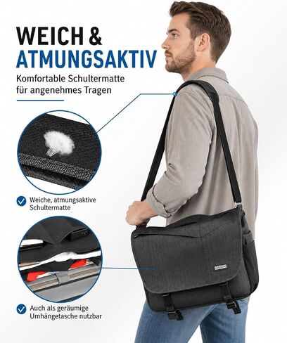 CADeN Camera Bag Case Shoulder Messenger Photography Bag with Laptop Compartment 14", Tripod Holder, Compatible for Nikon, Canon, Sony, DSLR SLR Mirrorless Cameras Waterproof Black in Saudi Arabia