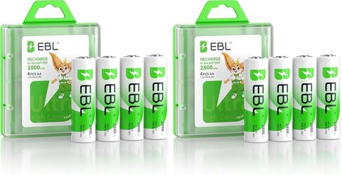 EBL AA 2800mAh High Performance Ni-MH Rechargeable Batteries, 8 Pack in Saudi Arabia