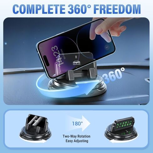 Car Phone Holder 360 Degree Rotation, Dashboard Phone Mount with Adjustable Spring Clip, Adjustable Universal Car Phone Mount for Smartphones in Saudi Arabia