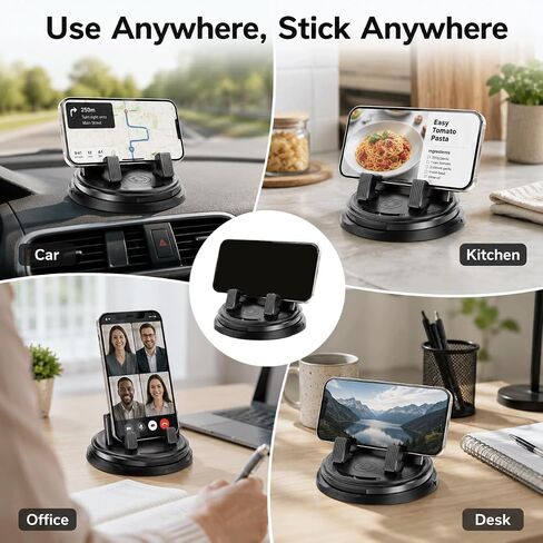Car Phone Holder 360 Degree Rotation, Dashboard Phone Mount with Adjustable Spring Clip, Adjustable Universal Car Phone Mount for Smartphones in Saudi Arabia