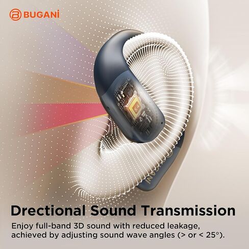 BUGANI Open Ear Headphones, Bluetooth 5.4 Wireless Earbuds with 60H Playtime, ENC Noise Cancelling Mic for Clear Calls, IPX5 Waterproof Sports Earphones for Running Workout Cycling in Saudi Arabia