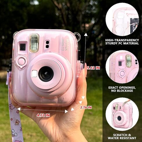 Mini 13 Clear Case for Fujifilm Instax Mini 13 Camera, Clear Pink in Saudi Arabia