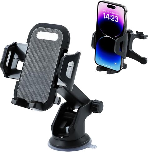 Car Phone Holder, Strong Suction Cup Dashboard Cellphone Holder for Car, Extendable&Foldable, 360° Adjustable Vehicle Phone Mount with Air Vent Hook, Universal Fit All Smartphones (2 in 1) in Kuwait