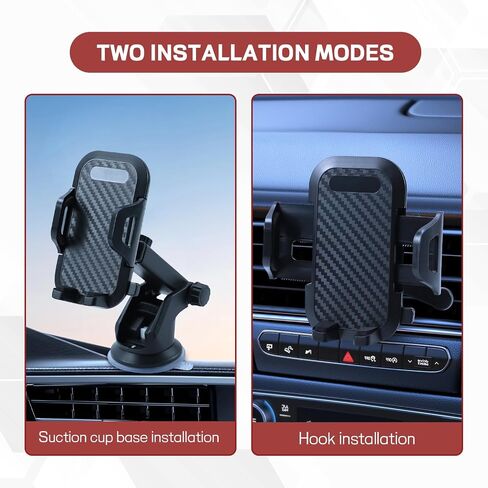 Car Phone Holder, Strong Suction Cup Dashboard Cellphone Holder for Car, Extendable&Foldable, 360° Adjustable Vehicle Phone Mount with Air Vent Hook, Universal Fit All Smartphones (2 in 1) in Kuwait