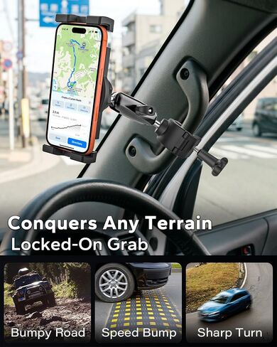 Car & Truck A-Pillar Grab Handle Phone Mount, Anti-Vibration Aluminum Arm in Saudi Arabia