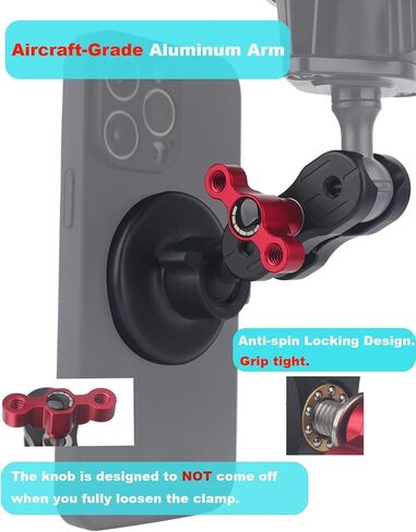 20mm Ball Socket Arm with Magnetic Phone Holder for Magsafe & All Smartphones – Compatible with Bulletpoint Mounting Solutions | Heavy-Duty Aluminum Arm (Round) in Saudi Arabia
