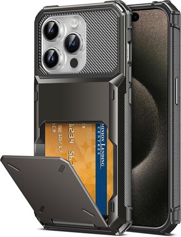 TITACUTE for iPhone 15 Pro Case 6.1 Wallet 5 Credit Card Holder ID Slot Flip Cover Design Back Pocket Scratch Resistant Hard Shell TPU Hybrid Protective Bumper Armor for iPhone 15 Pro Gunmetal Bronze in Saudi Arabia
