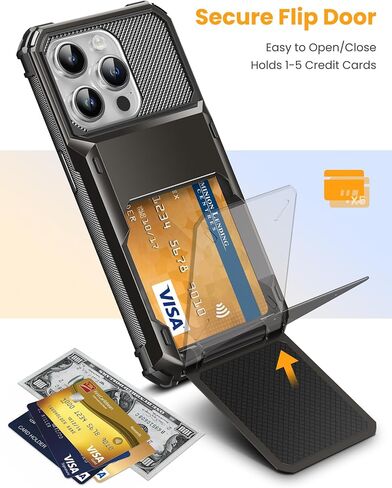 TITACUTE for iPhone 15 Pro Case 6.1 Wallet 5 Credit Card Holder ID Slot Flip Cover Design Back Pocket Scratch Resistant Hard Shell TPU Hybrid Protective Bumper Armor for iPhone 15 Pro Gunmetal Bronze in Saudi Arabia