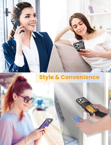 TITACUTE for iPhone 15 Pro Case 6.1 Wallet 5 Credit Card Holder ID Slot Flip Cover Design Back Pocket Scratch Resistant Hard Shell TPU Hybrid Protective Bumper Armor for iPhone 15 Pro Gunmetal Bronze in Saudi Arabia