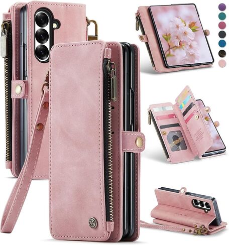 Defencase for Galaxy Z Fold 8 Ultra Wallet Case with Card Holder, Rose Pink in Saudi Arabia