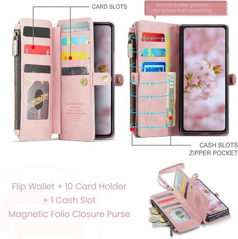 Defencase for Galaxy Z Fold 8 Ultra Wallet Case with Card Holder, Rose Pink in Saudi Arabia