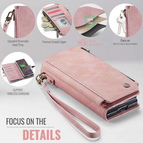 Defencase for Galaxy Z Fold 8 Ultra Wallet Case with Card Holder, Rose Pink in Saudi Arabia