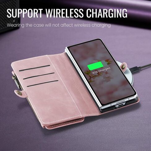 Defencase for Galaxy Z Fold 8 Ultra Wallet Case with Card Holder, Rose Pink in Saudi Arabia