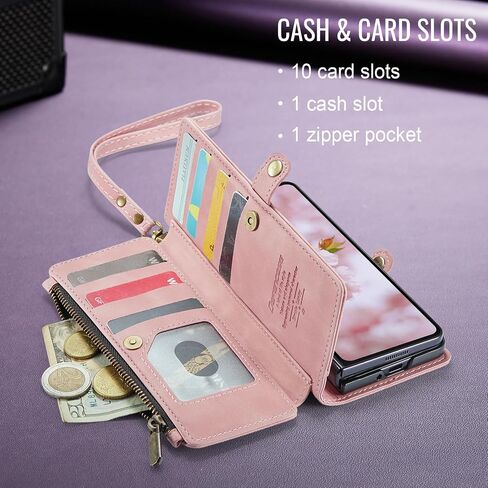 Defencase for Galaxy Z Fold 8 Ultra Wallet Case with Card Holder, Rose Pink in Saudi Arabia