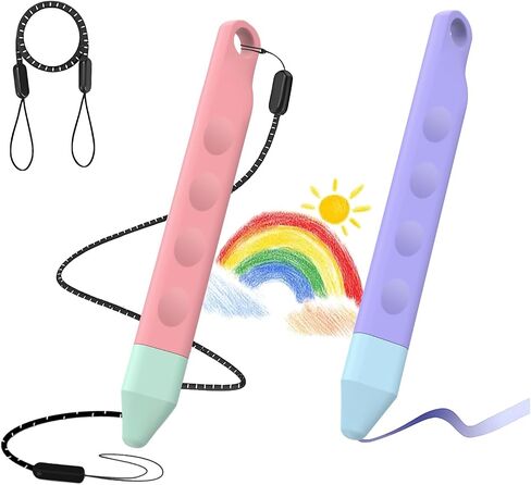 T Tersely 2 Pack Kids Stylus Pens, Pink & Purple Kid‑Friendly Touch Screen Pens, Anti‑Roll Soft Tip Stylus for Children Drawing&Writing, Universal Capacitive Pen for iPad, iPhone, Tablets&Smartphones in Saudi Arabia