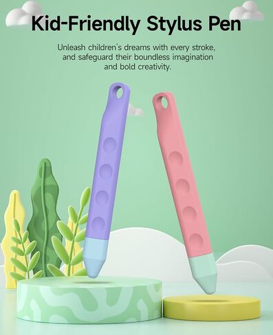 T Tersely 2 Pack Kids Stylus Pens, Pink & Purple Kid‑Friendly Touch Screen Pens, Anti‑Roll Soft Tip Stylus for Children Drawing&Writing, Universal Capacitive Pen for iPad, iPhone, Tablets&Smartphones in Saudi Arabia