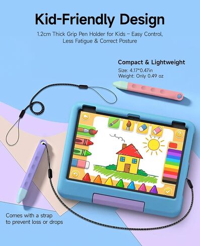 T Tersely 2 Pack Kids Stylus Pens, Pink & Purple Kid‑Friendly Touch Screen Pens, Anti‑Roll Soft Tip Stylus for Children Drawing&Writing, Universal Capacitive Pen for iPad, iPhone, Tablets&Smartphones in Saudi Arabia