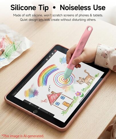 T Tersely 2 Pack Kids Stylus Pens, Pink & Purple Kid‑Friendly Touch Screen Pens, Anti‑Roll Soft Tip Stylus for Children Drawing&Writing, Universal Capacitive Pen for iPad, iPhone, Tablets&Smartphones in Saudi Arabia