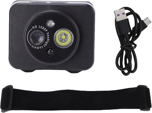 Head Mounted Camera with LED Light 1080P Wearable Video Camera Helmet Cam for Outdoor Sports Cycling Hiking (Without Memory Card) in Kuwait