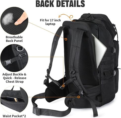 G-raphy 45L Tactical Backpacks for Men, Molle Hiking Daypack, Large Military Camping Trekking Daypack Bug Out Bag in Saudi Arabia