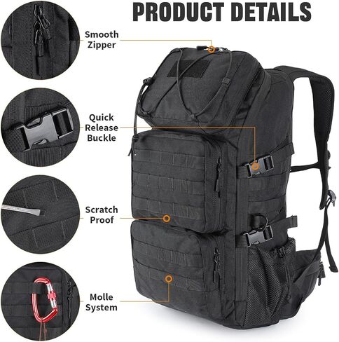 G-raphy 45L Tactical Backpacks for Men, Molle Hiking Daypack, Large Military Camping Trekking Daypack Bug Out Bag in Saudi Arabia